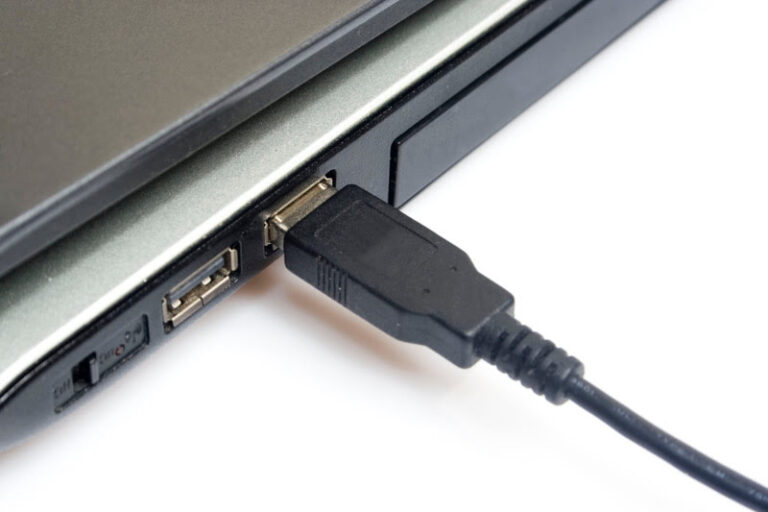 USB cable connected to a PC