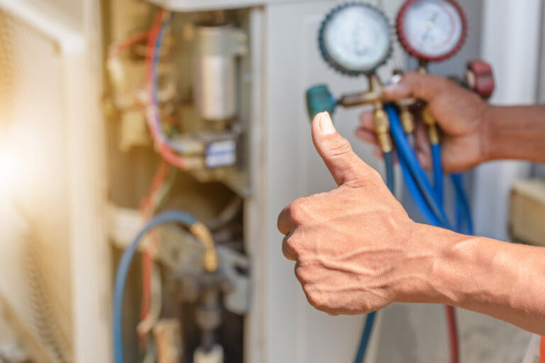 Man testing HVAC system