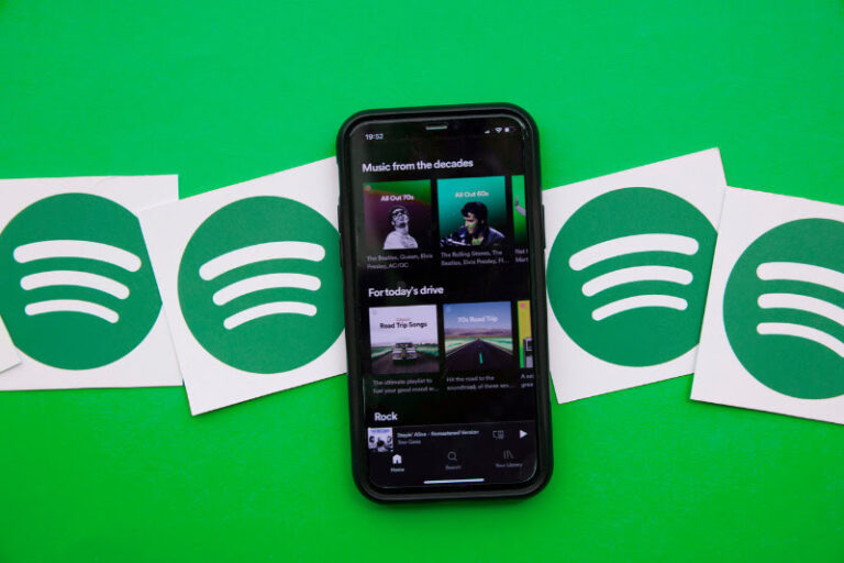 iPhone with spotify playing