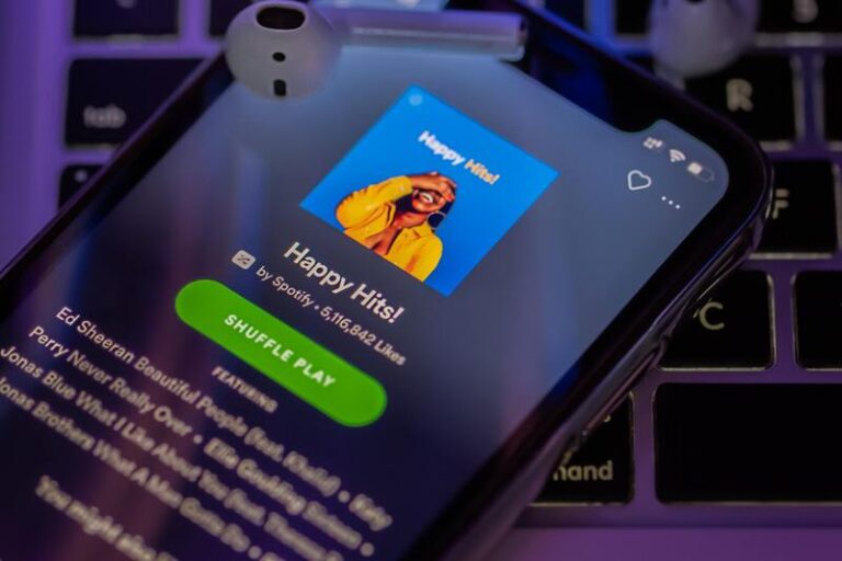 iPhone with a Spotify playlsit