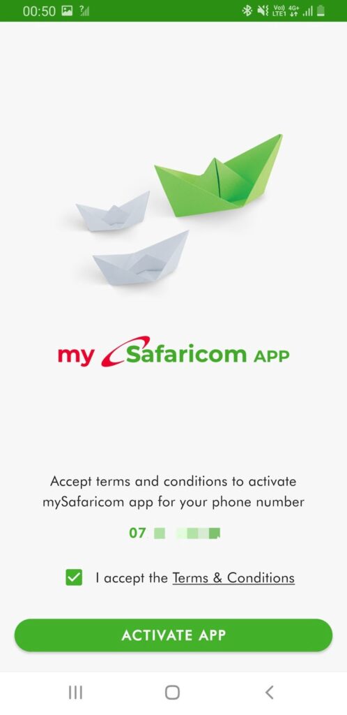 MySafaricom terms checkbox