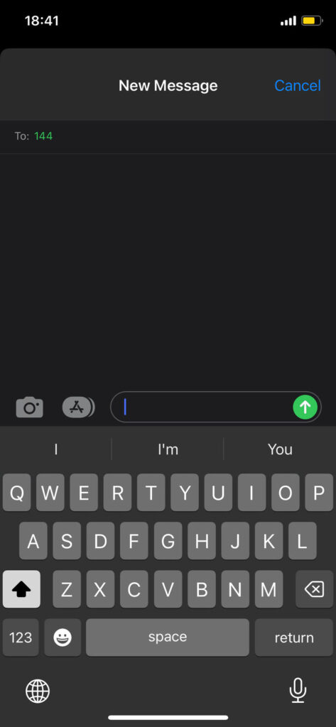 Sending a blank text message on iPhone