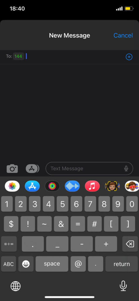Sending a blank text message on iPhone