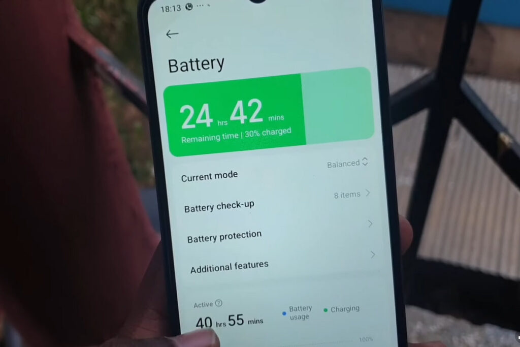 Battery setting screen on redmi 14c