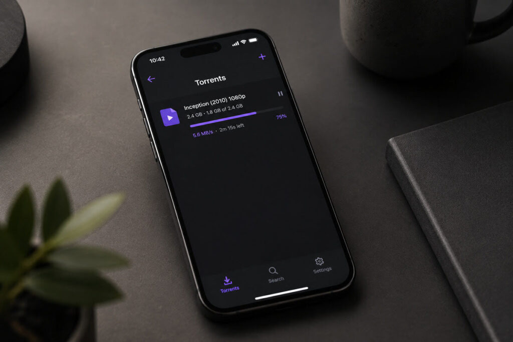a phone downloading a file