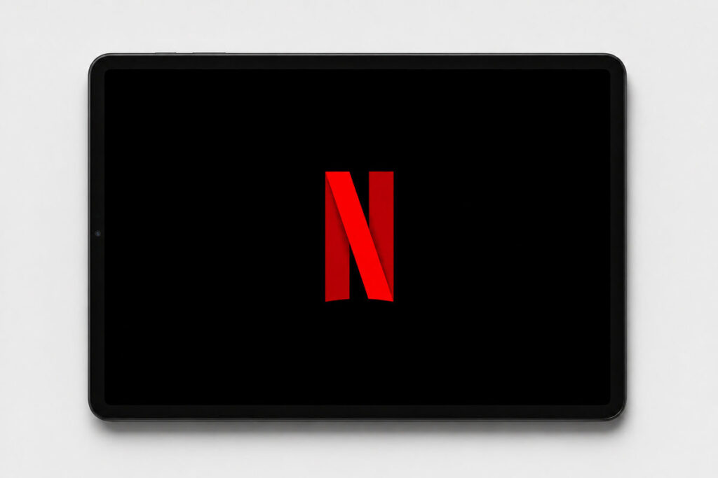 netflix logo on a tablet