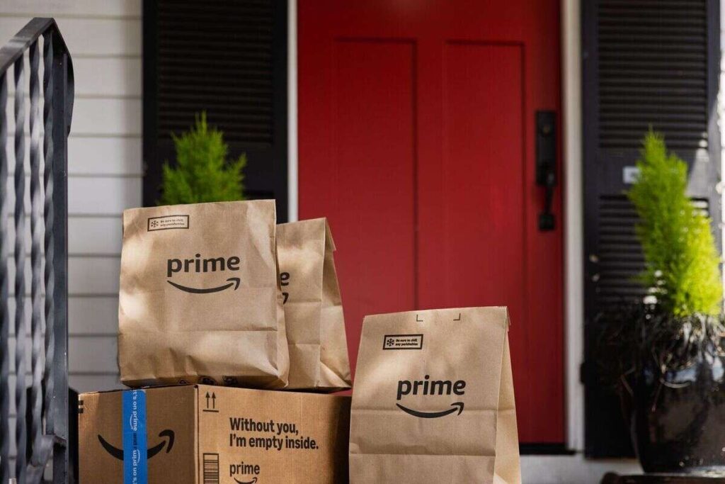 Amazon deliveries on a doorstep